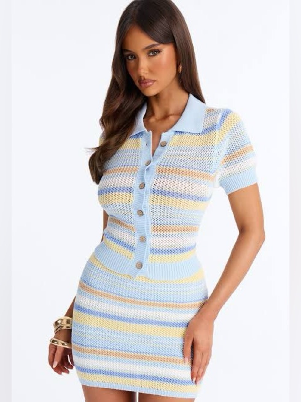 Fashion Nova So Sunkissed Crochet Mini Skirt Set - Multi Color